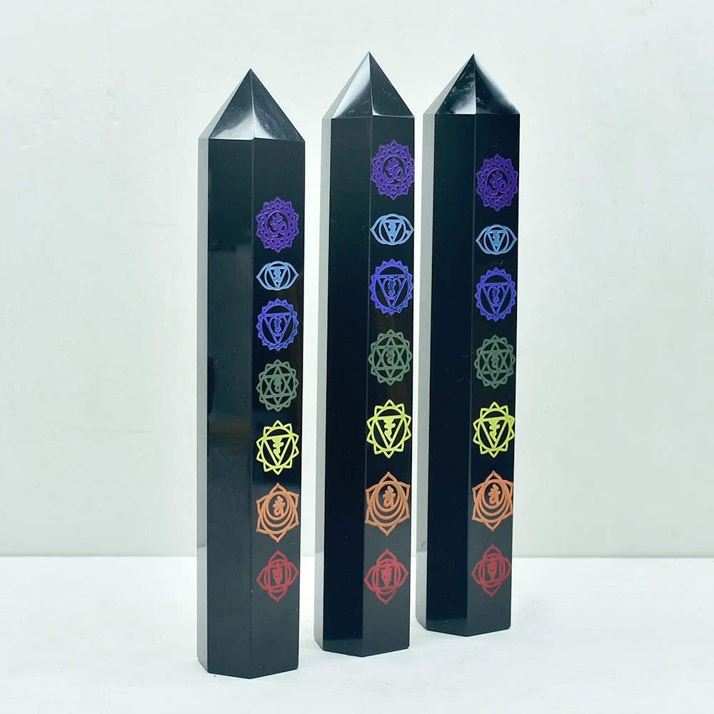 Natural High Quality Hand Carved Crystal Middle Size Polished Tower obsidian Stone Points for Home Decoration