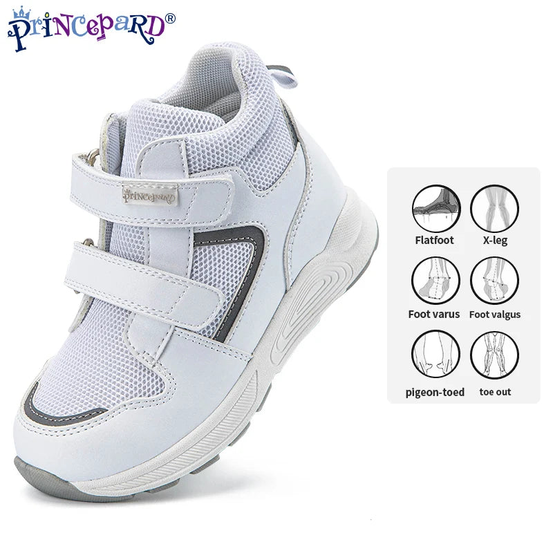 Princepard New Autumn Sports Shoes for Kids with Flat Feet Orthopedic Leather Shoes for Boy for Winter and Spring
