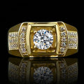 With GRA Certificate S925 Sterling Gold Plated Vvs D Color 1CT Men Moissanite Ring for Wedding Engagement Band