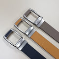 Men's Casual Cowhide Belt with New Patented Function Buckle Cowhide Belt. Simply Press the Button to Release the Belt
