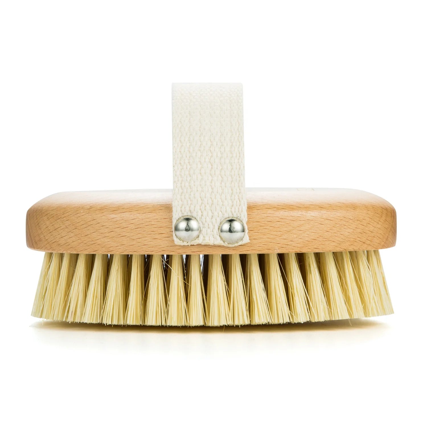 Manufacturer Bamboo Round Shape Soft Nylon Silk Bath Body Cleaning Brush With Belt