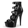 15cm Short Boots Open Toe Exotic Dancer Belt Buckle Stripper Heels 6Inches Fashion Gothic Cross Dressing Nightclub Exotic Dancer