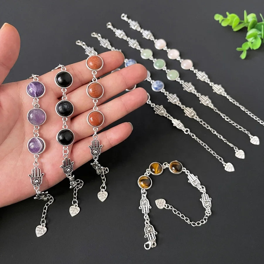 Natural Healing Stone Hamsa Energy Crystal Cabochon Reiki Spiritual Quartz Rose Crystal Polished Valentine's Day Mother's Day MegaBDM