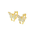 Daidan Non Piercing Earrings Women Sterling Silver Gold Plated Cubic Zircon Ear Cuff White Butterfly Earrings