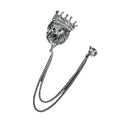 Retro Vintage Lapel Pin Chain Brooches lion Head Encrusted Drill Pin Male Lady Suit Decorative Medal Crystal Mens Brooch Pins