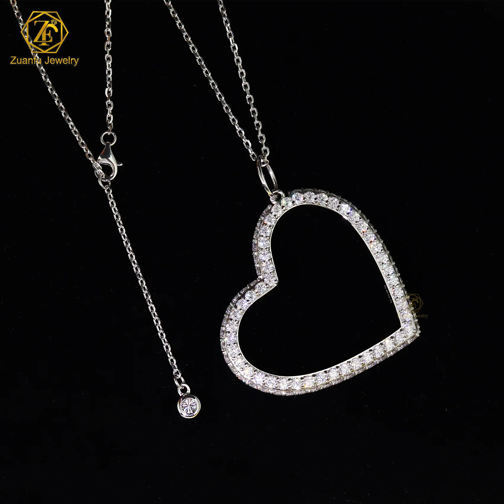 Heart Shape Moissanite Pendant Necklace Christmas Gifts Moissanite Jewelry Supplier Romantic Love 925 Silver Women Necklace