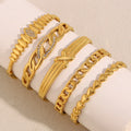 18K Gold Plated Two-Tone Stainless Steel Love Chain Bracelet Fashionable Women's Water Drop Arrangement Buckle Bangles