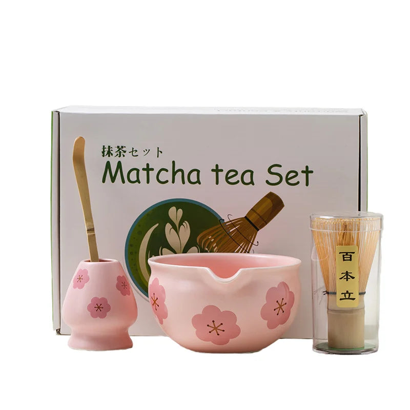 Custom Logo Japanese Handmade Matcha Kit Traditional Porcelain Ceremonial Matcha Ceramic Tea Bowl and Whisk Holder Set