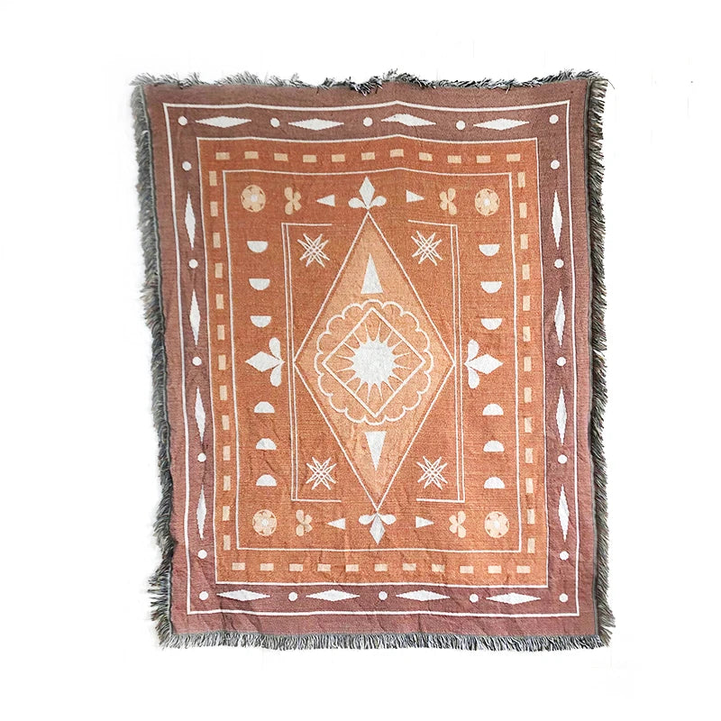 100% Recycled Cotton Bohemian Throw Picnic Rugs Custom Woven Tapestry Blanket