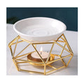 Wholesale Gold Color Delicate Romantic Iron Ceramic Aroma Essential Oil Wax Melt Candle Holder Burners