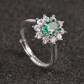 Emerald Oval Cut Stone Ring Oval Cut Emerald Green Gemstone 925 Sterling Silver Resizable Antique Ring for Women