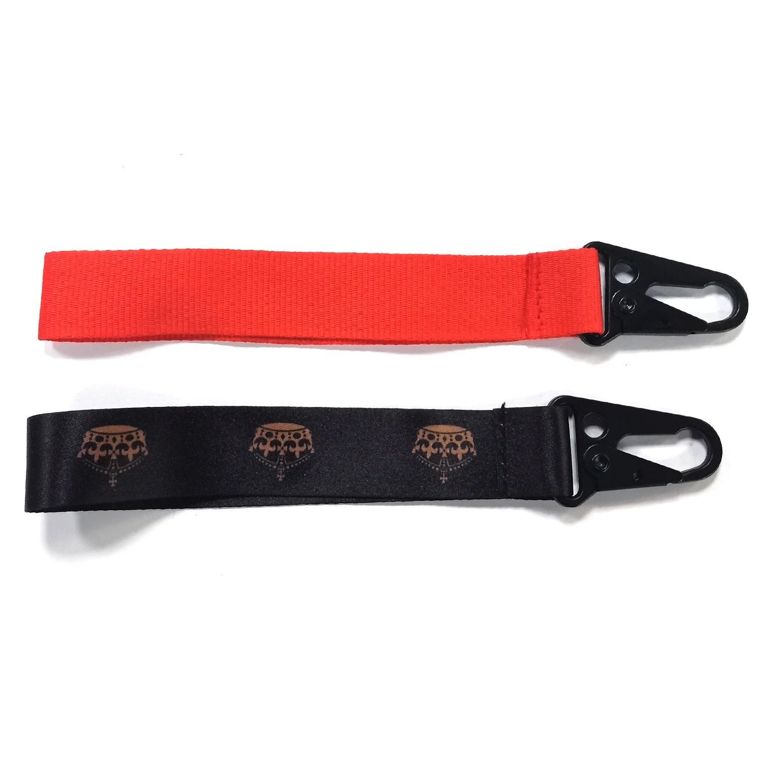 Promotional Customized Car Brand Black Embroidery Logo Motorcycle Lanyard Wrist Climbing Nylon Key Tags Carabiner Custom logo