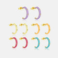FUAMAY Gold Plated 18K Sterling Silver 925 Pink Blue Orange Red Open Hoop Earrings Minimalist C Shape Enamel Earrings Women