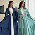 Elegant Boutique Open Abaya Wave Dress Muslim Women Casual Dress Elastic Satin Women Abaya Dress