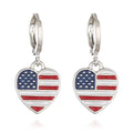 American England France Italy National Day Flag Heart Pentagram Drop Earrings Children's Rhodium Plated Classic Fashion MegaBDM