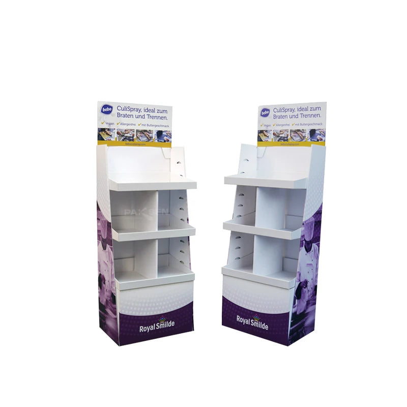 2023 Customized 3-Tier LED Advertising Display Stand Foldable Cardboard Rack Shelf for Cosmetic Beauty Products Video