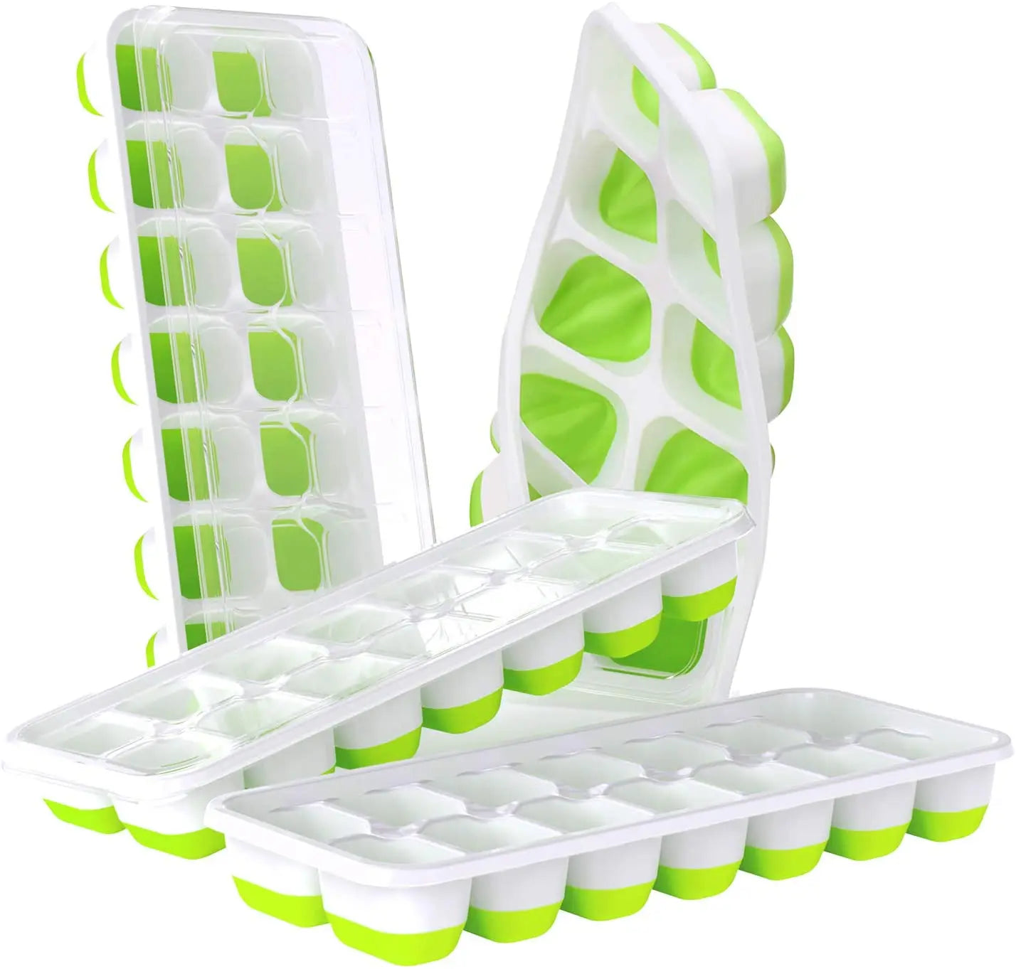 Wholesale Ice Cube Trays Easy-Release PP+TPE 14-Ice Cube Trays with Spill-Resistant Removable Lid Custom Logo Ice Cube Mould