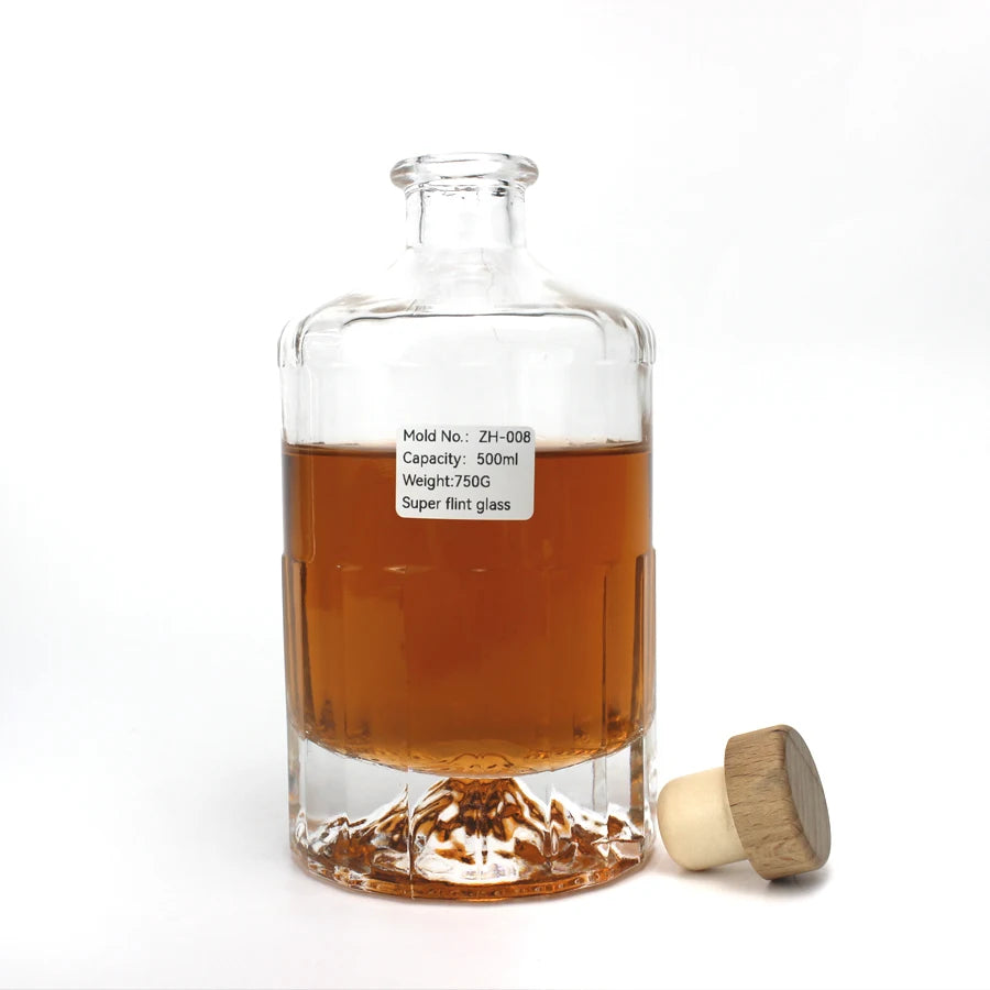 500ml 700ml 750ml Spirits Engraved Glass Bottle for Whisky Vodka Rum Tequila Brandy Gin
