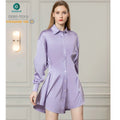 Women's Luxury Pure Silk Sleepwear Elegant Satin Night Dresses for Summer Casual Loungewear Shirts Dress