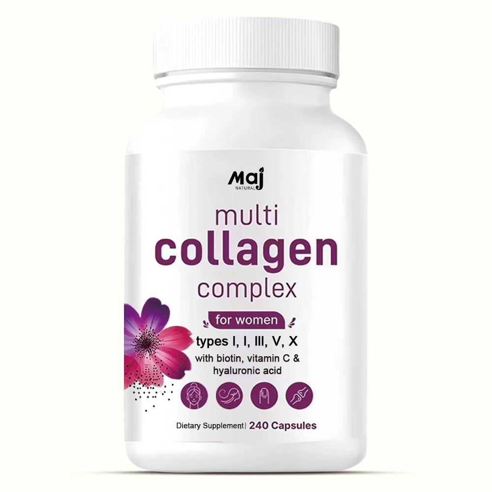 Multi Collagen Vitamin Complex for Women 240 Capsules With Hyaluronic Acid Biotin & Vitamin C Hydrolyzed Protein Peptides