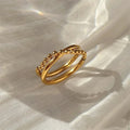 Wholesale Tarnish Free 18k Gold Plated Geometric Ring Waterproof Stainless Steel Beaded Rings for Women Accesorios Mujer