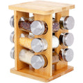 Bamboo Three-Layer Standing Type Rotating Spice Jar Rack with Jars Eco-Friendly Kitchen Storage