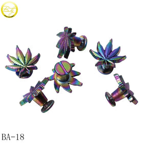 Custom Leaf Shape Small Chicago Binding Screw Mini Bags rainbow Plated Metal Studs for Belt Accessory