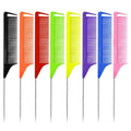 Professional Custom Logo Heat Resistant Teasing Comb Pin Tail Stainless Steel Carbon Comb