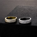 Top Icy Hip Hop Ice Out Fashion 6mm 3 Rows Diamond Fine Jewelry Rings Gold Sliver Micro Paved Half Diamond  Ring