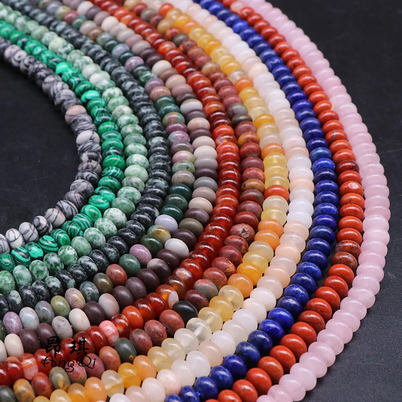 Wholesale 5x8mm Abacus Shape Natural Stone Beads Wheel Shape Tiger Eye Agate Crystal Rondelle Gemstone Beads for Jewelry Making