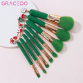 GRACEDO 8PCS Christmas Gift Pendant Green Mini Custom Logo Private Label Professional Luxury High Quality Face Wood Handle
