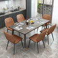 Modern Dining Table with 6 Dining Chairs and Steel Legs for Living Room