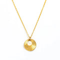 Joolim Jewelry 18K Gold Plated Imitation Pearl Hammered Pendant Necklace Stainless Steel Jewelry Wholesale