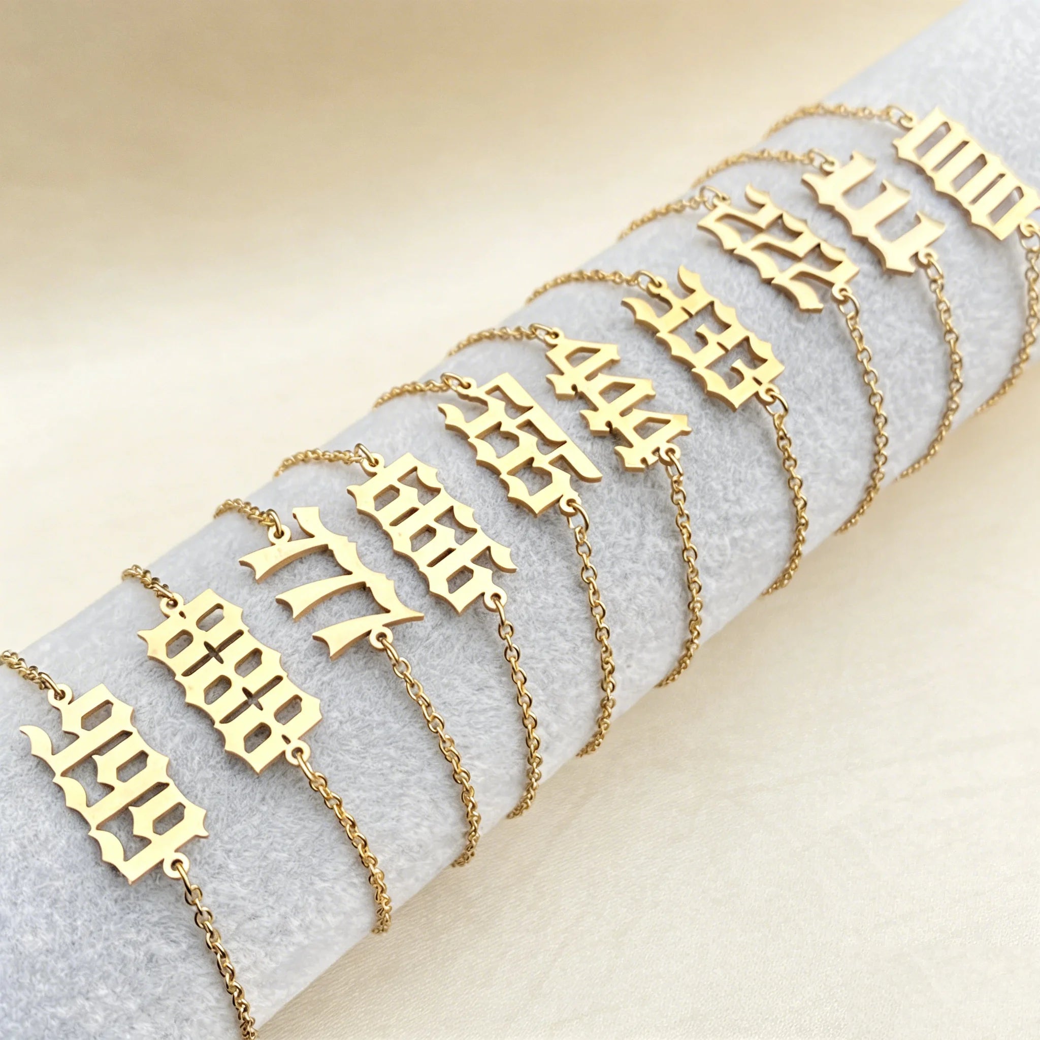 Lucky Non Tarnish Silver 18K Gold Plated Stainless Steel Charm 000-999 Angel Number Bracelet Jewelry for Women