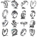 2021Stylish Cute Rings Sliver Plated Adjustable Animal Rings for Women