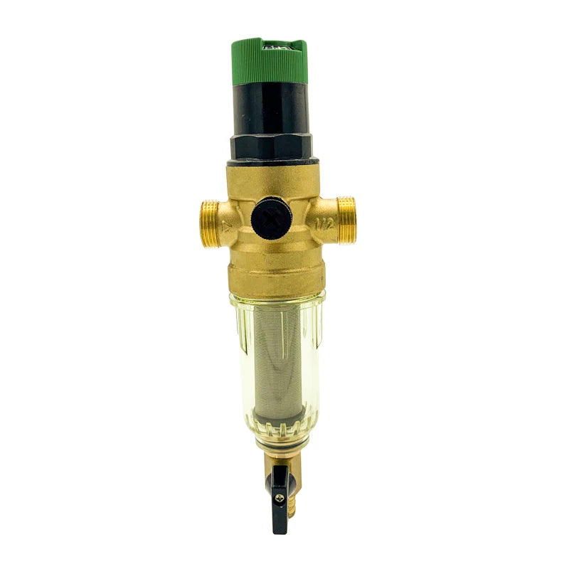 Reducer Filter Whole House Full Brass Water Pre Filter with Pressure Gage
