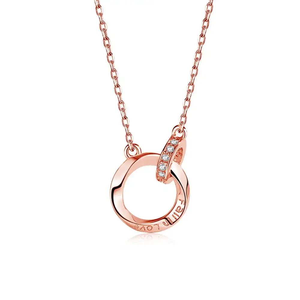 925 Sterling Silver Circle Pendant Necklaces Women Love You Chain Necklace Women Jewelry Pendant for Women