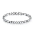 Hot Sale White Gold Plated 4MM Cubic Zirconia CZ Diamond Charm Tennis Bracelet for Women