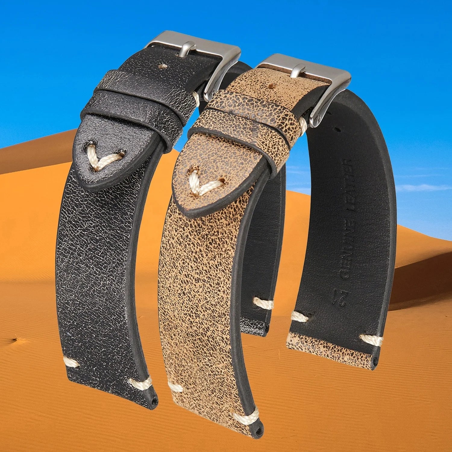 Wholesale Genuine Leather Watch Strap with Vintage Distressed Small Grain Cowhide 18/19/20/21/22mm Watch Bands