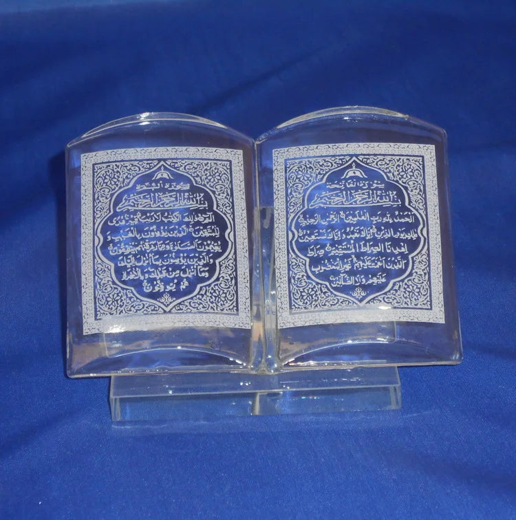White Printing 8x11cm Crystal Glass Quran Islamic Gifts MH-G0477