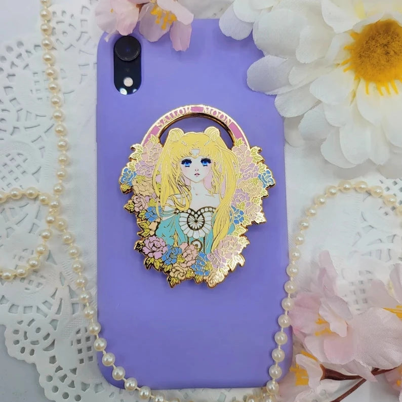 Manufacturer Custom Design Metal Anime Hard Enamel Pin Phone Grip Socket Stand Mobile Phone Holder