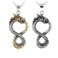 Norse Mythology Jewelry Stainless Steel Gold Jormungand Dragon Amulet Talisman Pendant Infinity Midgard World Serpent Necklace