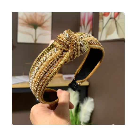 Bling Classic Rhinestone Wave Hair Band Brand New Fashion Bohemia Shiny Diamond Wide Edge Knot Headband