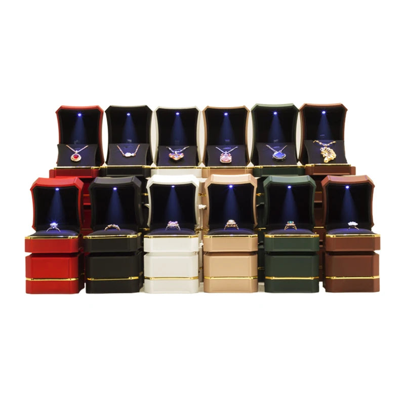Led Jewelry Box Custom Premium Wedding Ring Box Elegant Gift Packaging Luxury Pendant Box