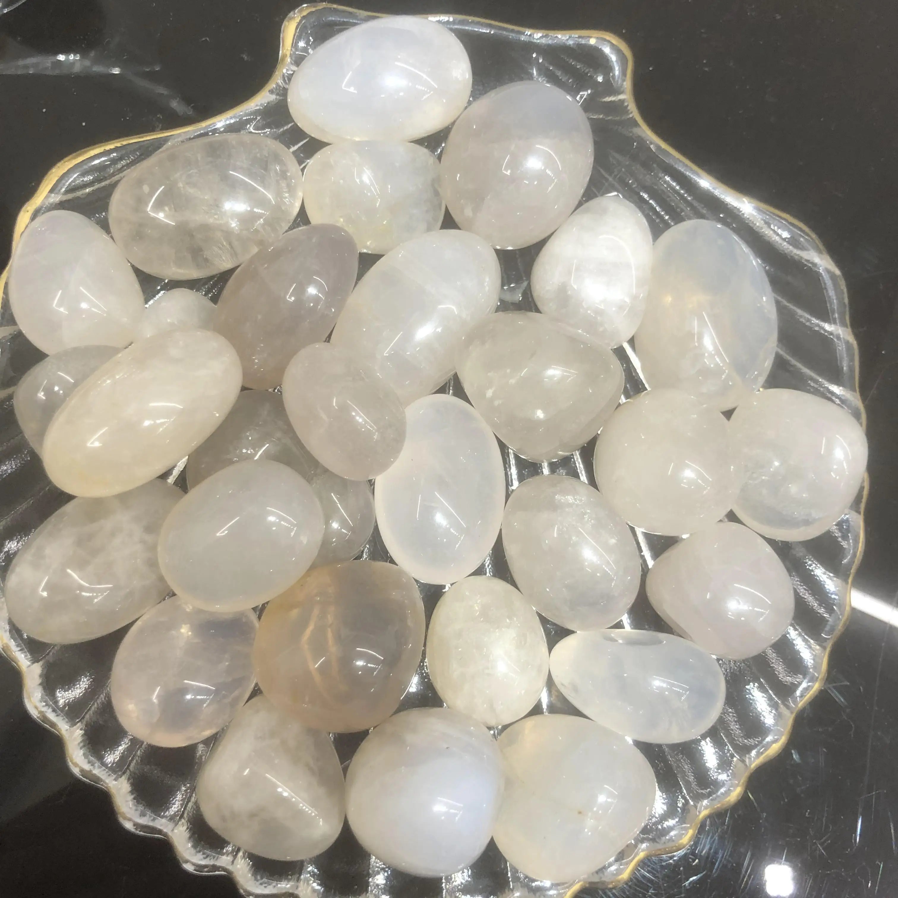 Wholesale Bulk Natural Healing Crystal Quartz Tumble Blue Rose Quartz Tumbled Stone Folk Crafts for Home Decoration