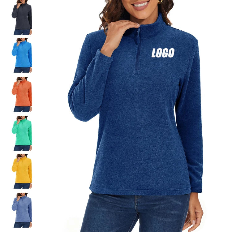Wholesale Custom Logo 1/4 Zip Pullover Sweatshirt Long Sleeve Casual Golf Pullover with Stand Collar Front Logo Placement