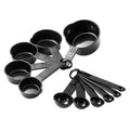 Professional 11-Pcs Black Plastic Kitchen Baking Accessories Durable 5 Measuring Cups and 6 Measuring Spoons Set for Home Use