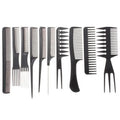 Customized logo 10-piece Set Anti Static Detangling Plastic Comb Barber Carbon Comb Styling for Salon