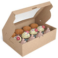 2025 Recycled Custom logo Brown Kraft Paper Gift Cupcake Box With clear PET Window