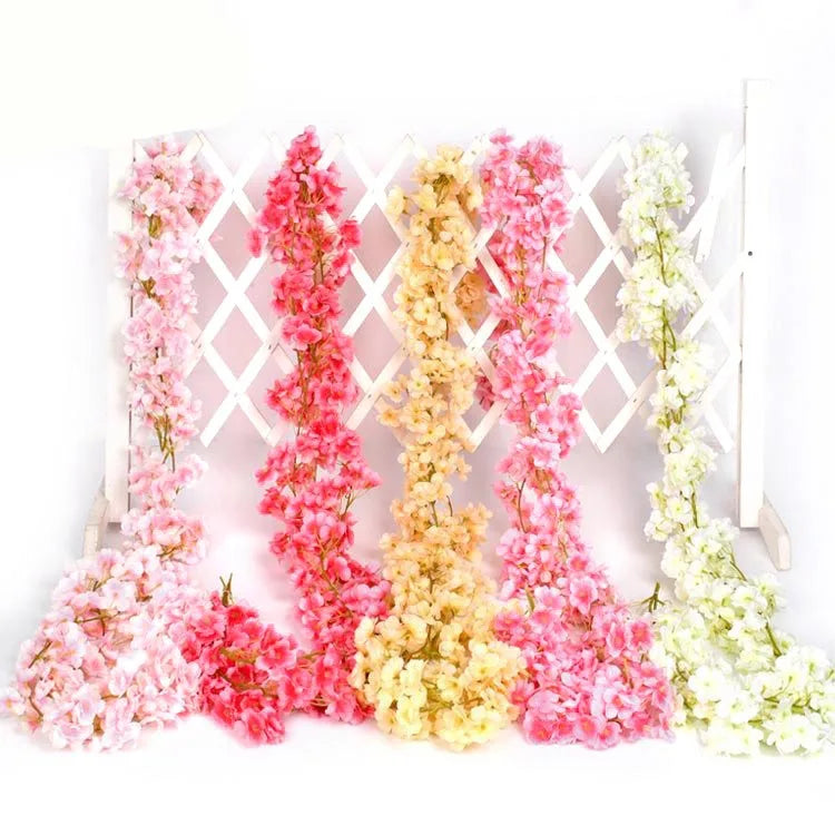 67inch Hot Sale Decorative Silk Cherry Blossom Wedding Holiday Plastic Artificial Flowers Vine
